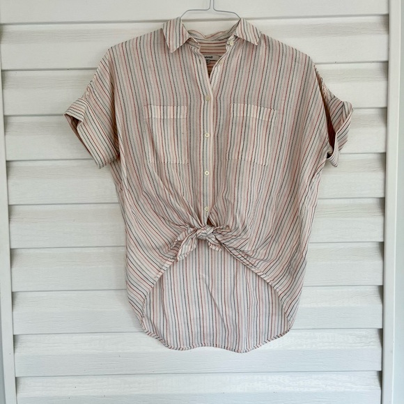 Madewell Courier Shirt in Stitched Rainbow Stripe XXS - Picture 2 of 7